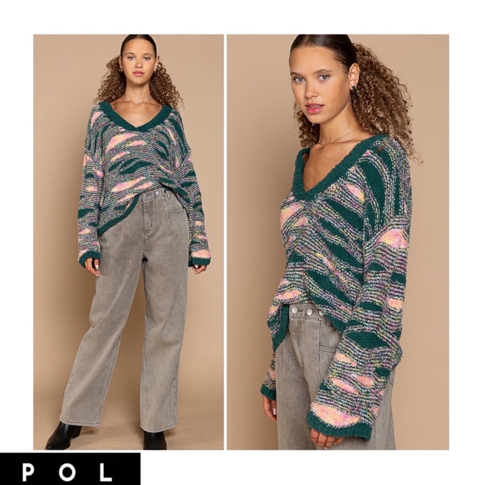 Pol Berber Soft Chenille V-Neck Sweater